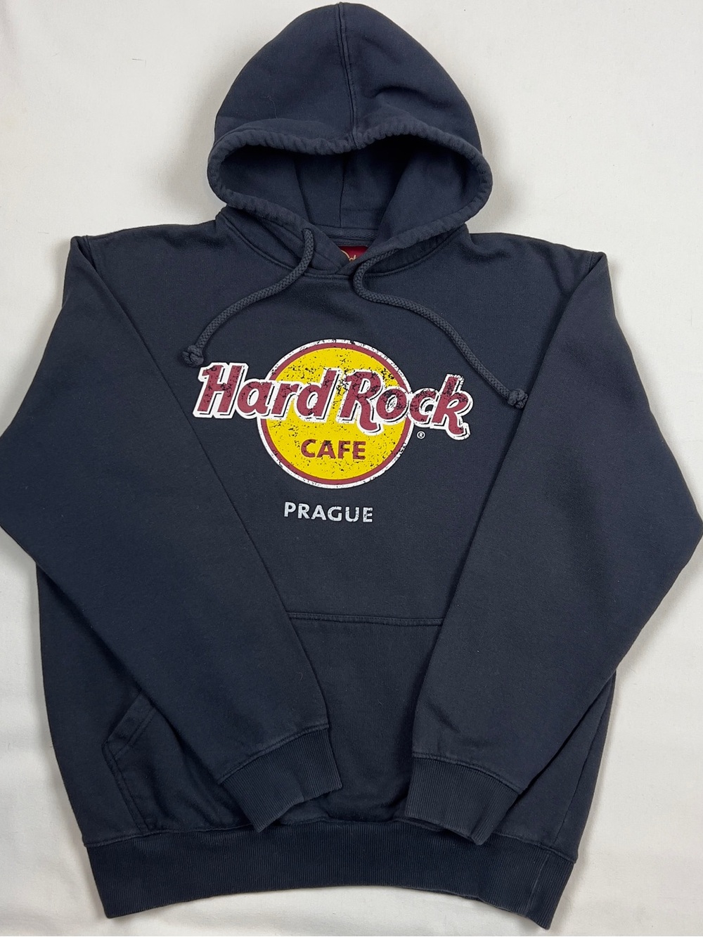 HARD ROCK CAFE "PRAGUE" Original Logo Souvenir Graphic Hoodie Black Large